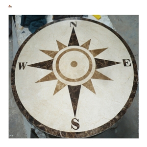 Small Round Compass Waterjet Medallions Logo Pattern