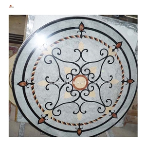Small Round Compass Waterjet Medallions Logo Pattern