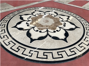 Small Round House Villa Inlay Water Jet Medallion Pattern