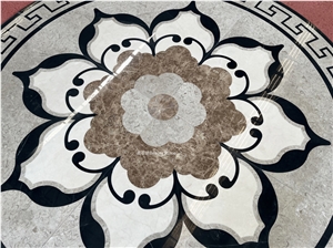 Small Round House Villa Inlay Water Jet Medallion Pattern