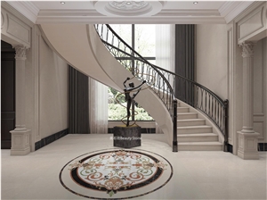 Small Round House Villa Inlay Water Jet Medallion Pattern