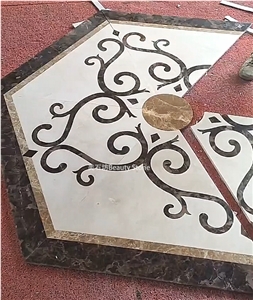 Square Small  Waterjet Pattern Inlay Polished Medallions