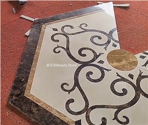 Square Small  Waterjet Pattern Inlay Polished Medallions