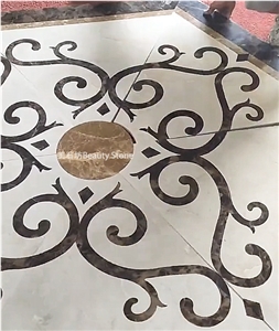 Square Small  Waterjet Pattern Inlay Polished Medallions