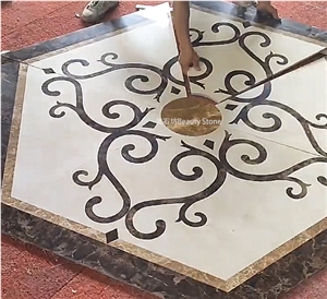 Square Small  Waterjet Pattern Inlay Polished Medallions