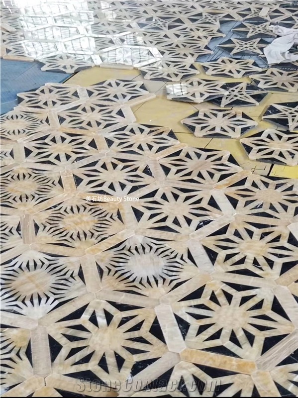Star Design Flooring Waterjet Pattern Medallion For Villa