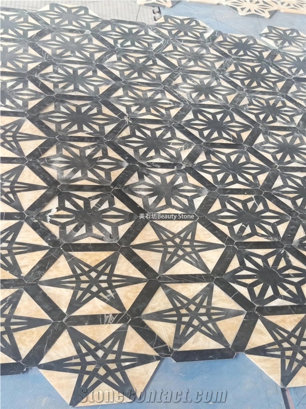 Star Design Flooring Waterjet Pattern Medallion For Villa