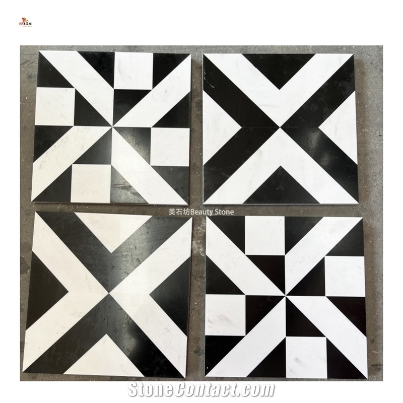 Thin Like Mosaic Cerami Marble Water Jet Medallion Pattern