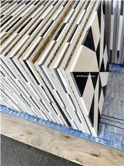 Thin Like Mosaic Cerami Marble Water Jet Medallion Pattern