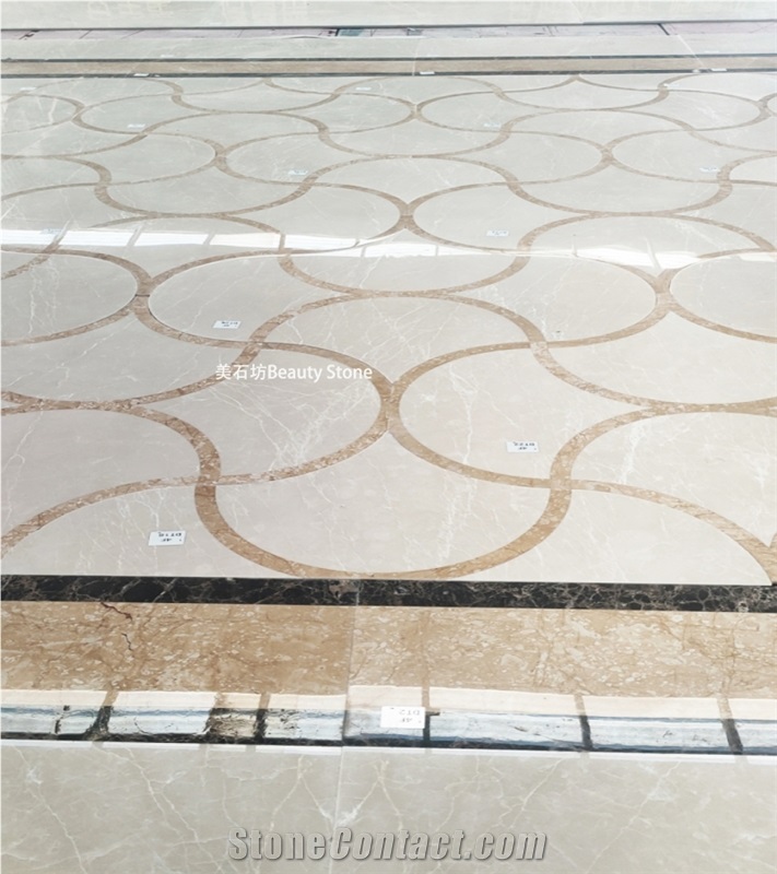 Villa Flooring Waterjet Marble Pattern Medallion Design