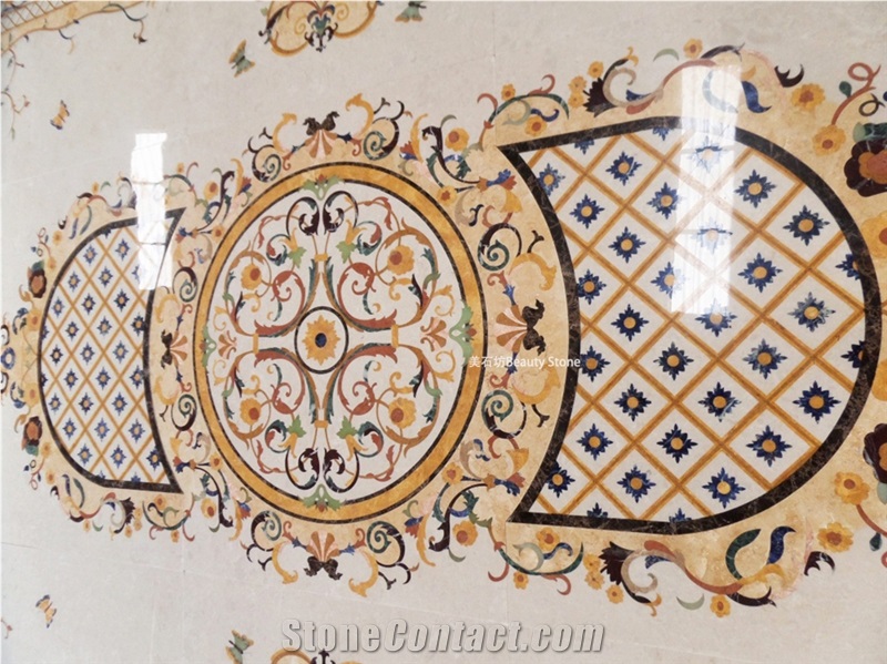 Water Jet Medallion Carpet Pattern For Villa House Decoration