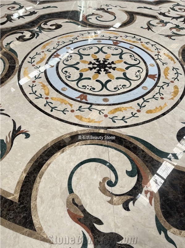 Waterjet Cut Inlay Carpet Medallion Pattern For Villa House Decoration