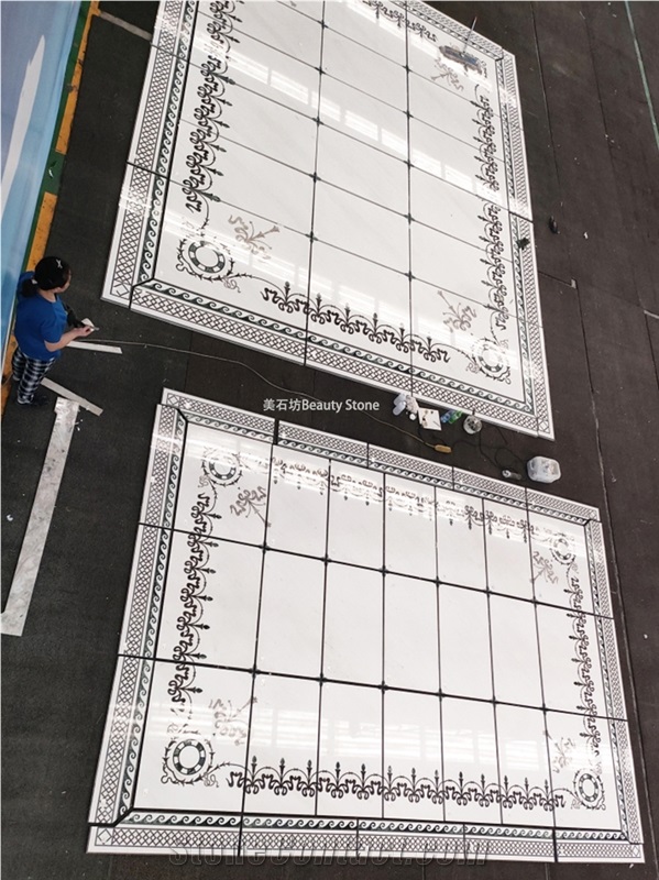 White Marble Inner Waterjet Medallion Pattern For Villa