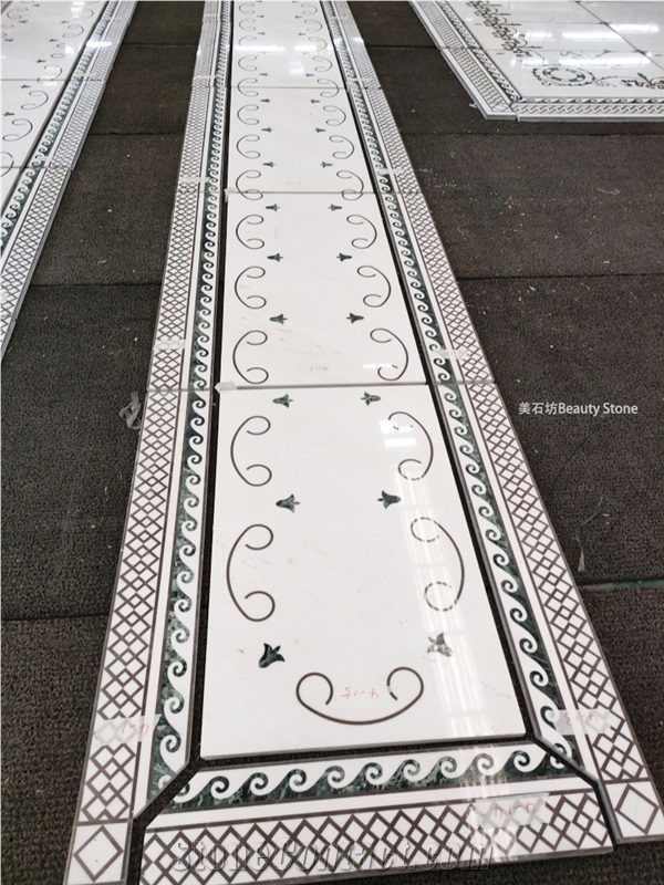White Marble Inner Waterjet Medallion Pattern For Villa