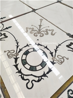 White Marble Inner Waterjet Medallion Pattern For Villa