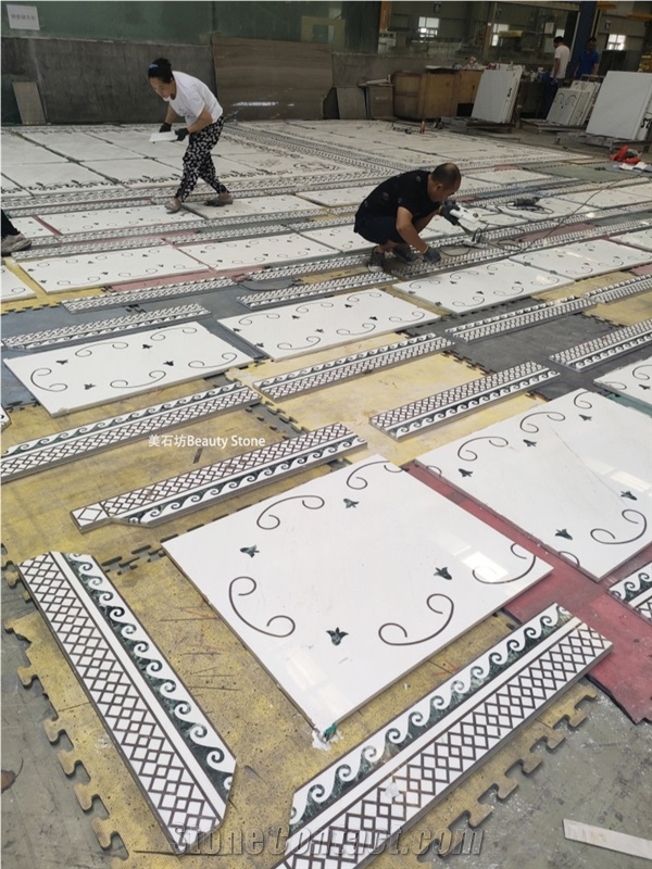 White Marble Inner Waterjet Medallion Pattern For Villa