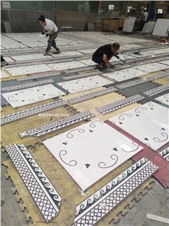 White Marble Inner Waterjet Medallion Pattern For Villa