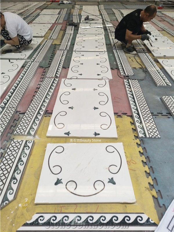 White Marble Inner Waterjet Medallion Pattern For Villa