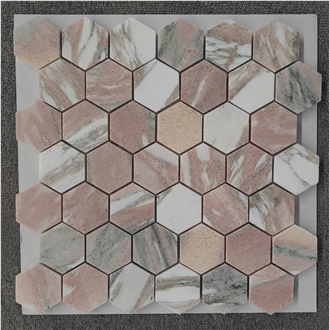 Hexagon Rosso Narvegian  Mosaic Pattern