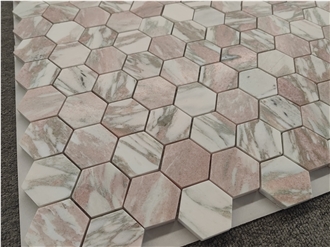 Hexagon Rosso Narvegian  Mosaic Pattern