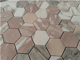 Hexagon Rosso Narvegian  Mosaic Pattern