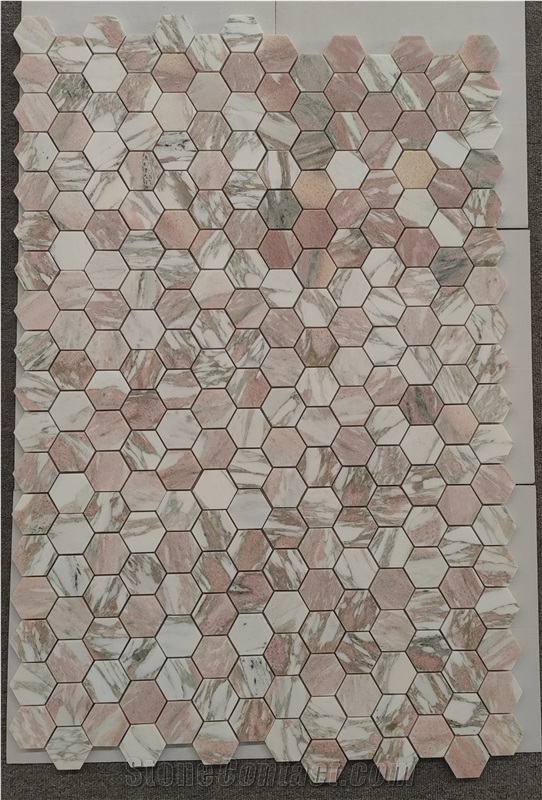Hexagon Rosso Narvegian  Mosaic Pattern