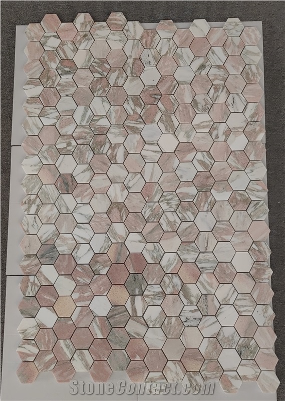 Hexagon Rosso Narvegian  Mosaic Pattern