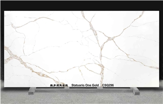 Statuario One Gold CSQ296 Quartz Slabs