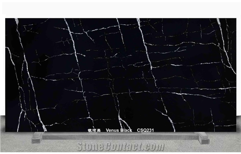 Venus Black Quartz Slabs