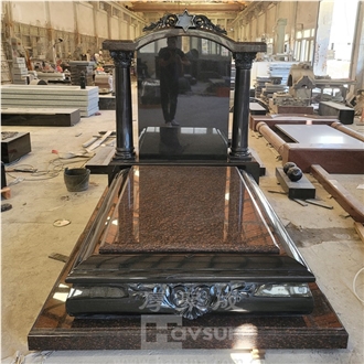Black And Brown Color Granite Jewish Tombstone