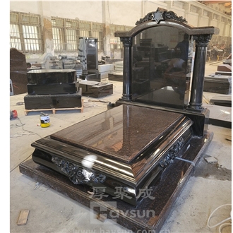 Black And Brown Color Granite Jewish Tombstone