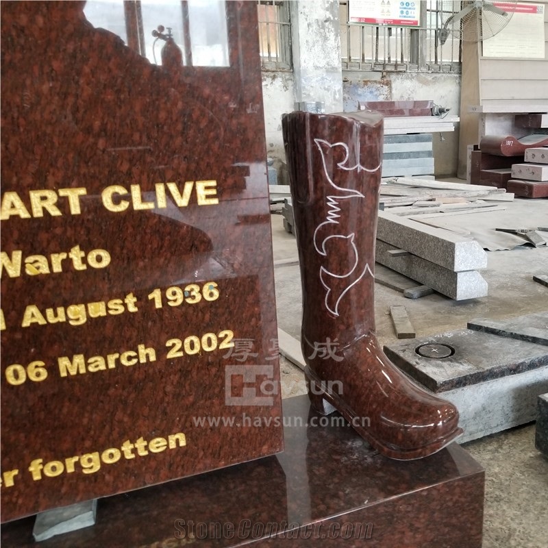 Cat Eye Red Granite  Horse Head Monument With Boot Vase