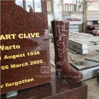 Cat Eye Red Granite  Horse Head Monument With Boot Vase