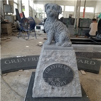 Dark Grey Granite Pet Dog Statue Headstone Dark Grey Granite Pet Dog Statue Headstone