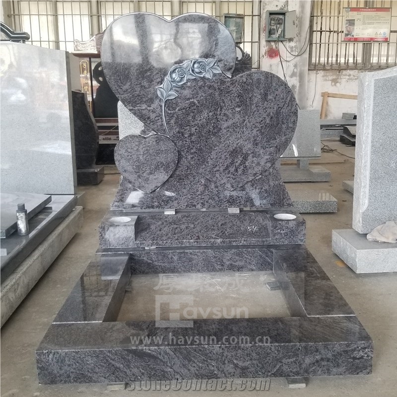 Different Colors Avaible Granite Three Hearts Headstone