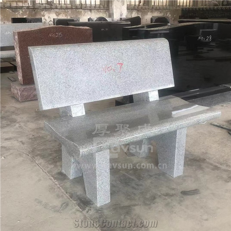 Different Colors Granite Garden Back Chair Cemetery Bench