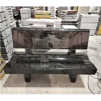 Different Colors Granite Garden Back Chair Cemetery Bench