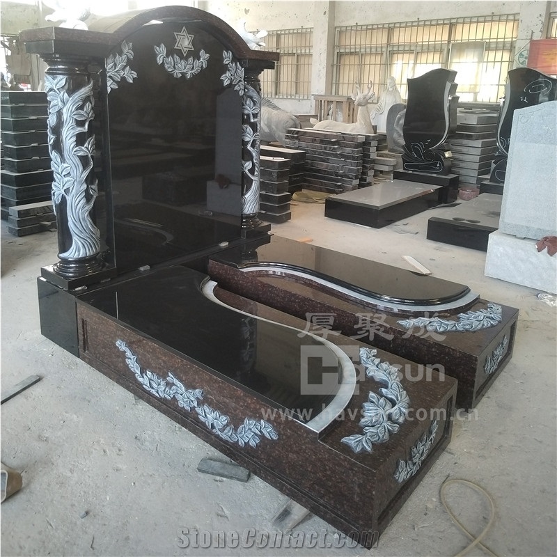 Granite Carved Tree With Doves Jewish Tombstone
