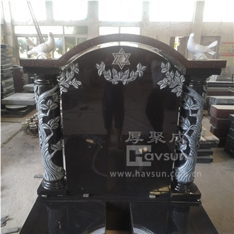 Granite Carved Tree With Doves Jewish Tombstone