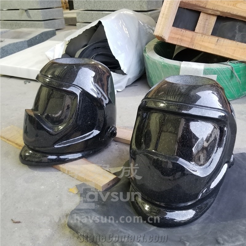 Granite Welding Helmet Shape Monumental Vase For Welder