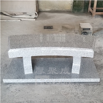 Light Gery Granite Curved Cemetery Bench
