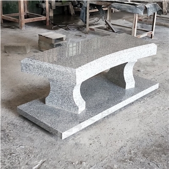 Light Gery Granite Curved Cemetery Bench