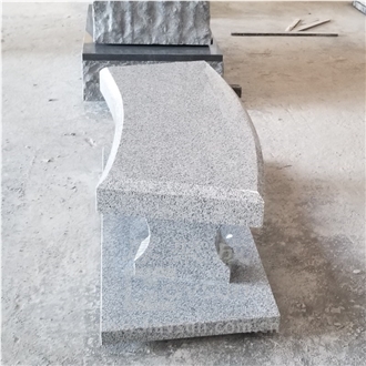 Light Gery Granite Curved Cemetery Bench