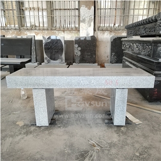 Light Grey Color Granite Straight Monumental Bench