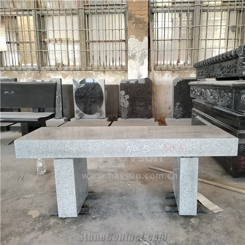 Light Grey Color Granite Straight Monumental Bench