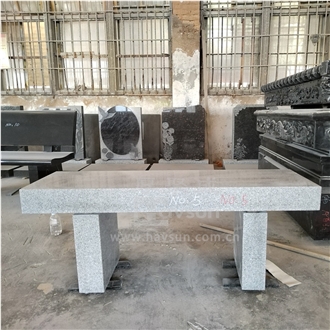 Light Grey Color Granite Straight Monumental Bench