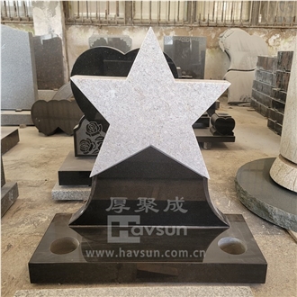 Pearl White Granite Star Shape Two Colors Kids Headstone