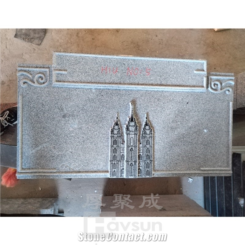 Temple Design Granite Upright Headstone With Birds For USA