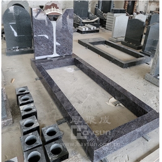 Vizag Blue Granite Couple On Bridge Design Tombstone