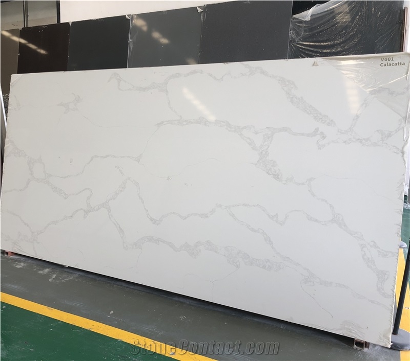Pure Calacatta Quartz Slabs & Tiles With High Quality